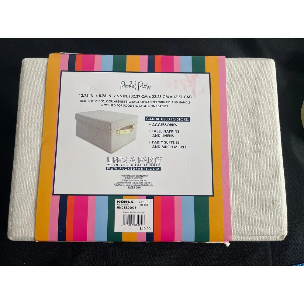 Packed Party Organize It Luxe Soft-Side Collapsible Storage Bin Beige HMCSS00003